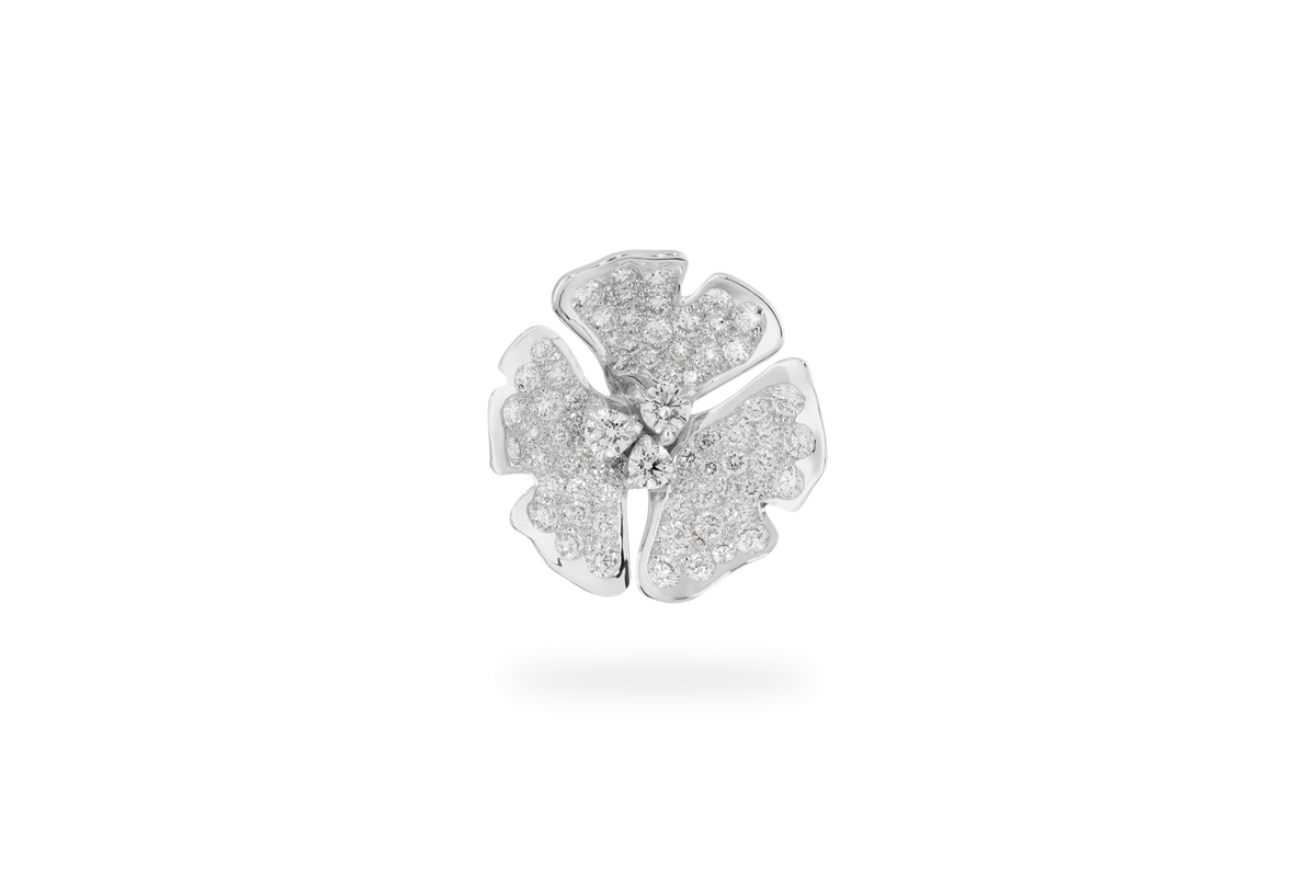 Large Pavé Ginkgo Ring - White Gold