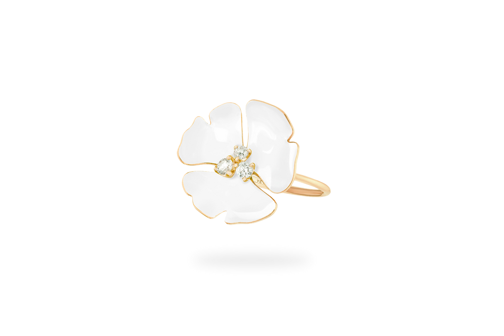 Bague Ginkgo Ardente Grand Modèle - Blanc