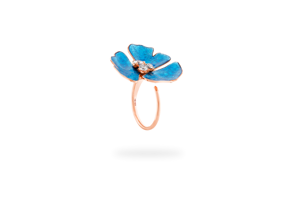 Bague Ginkgo Ardente Grand Modèle - Bleu