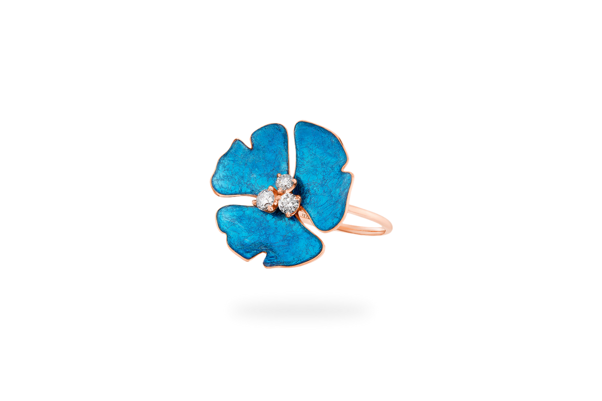 Bague Ginkgo Ardente Grand Modèle - Bleu