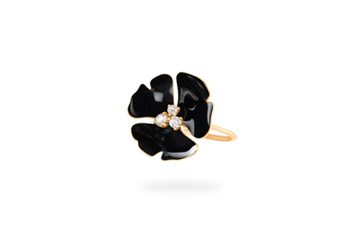 Bague Ginkgo Ardente Grand Modèle - Noir
