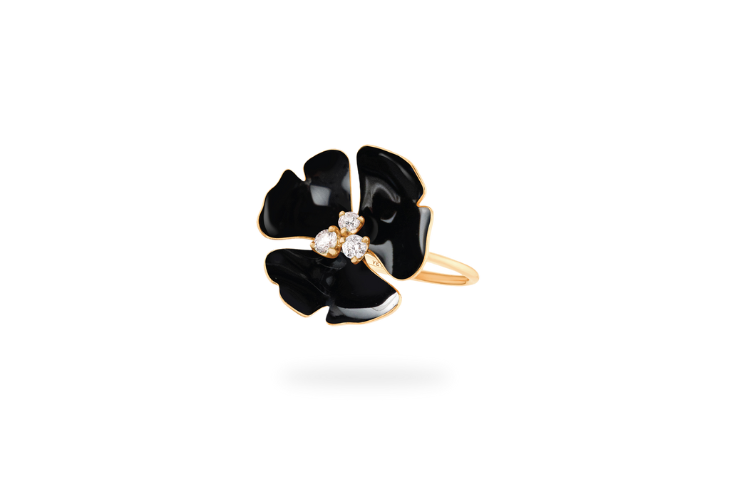 Bague Ginkgo Ardente Grand Modèle - Noir