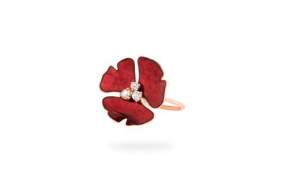 Bague Ginkgo Ardente Grand Modèle - Rouge