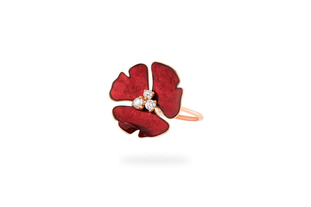 Large Ginkgo Fiery Ring - Red