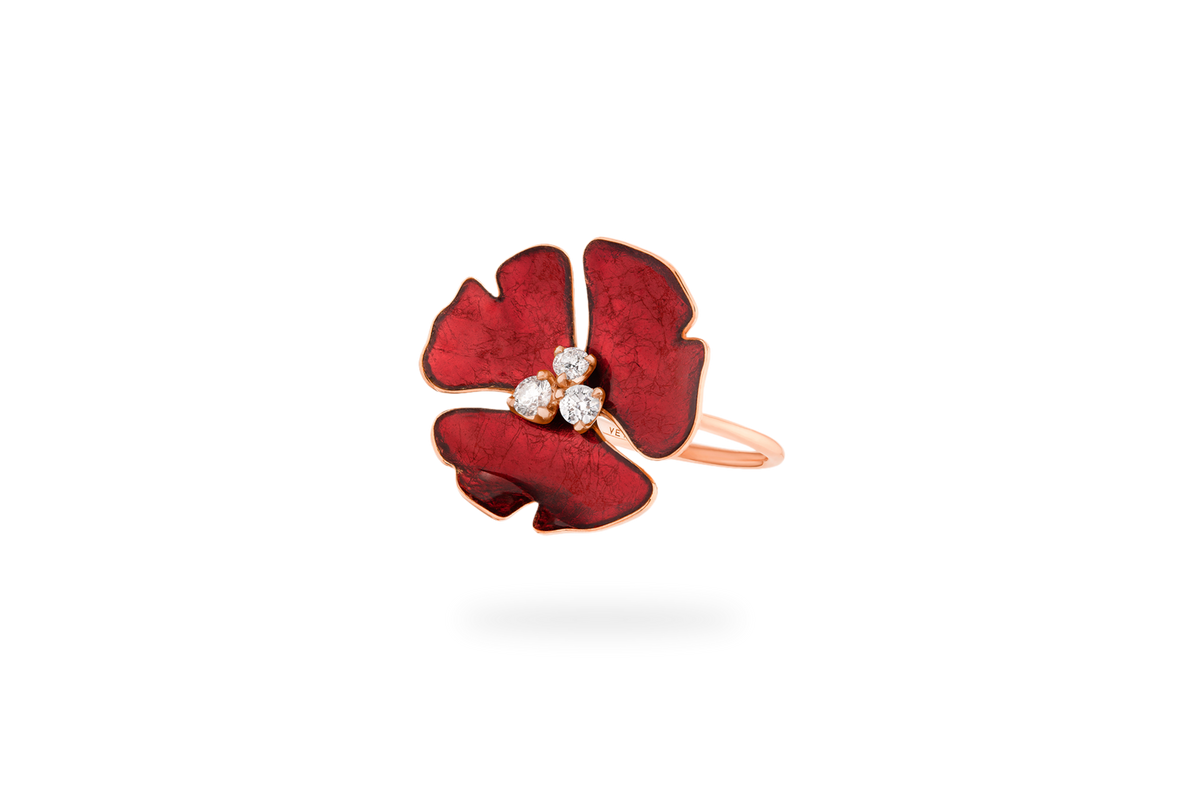 Large Ginkgo Fiery Ring - Red