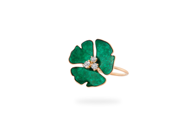 Bague Ginkgo Ardente Grand Modèle - Vert Emeraude