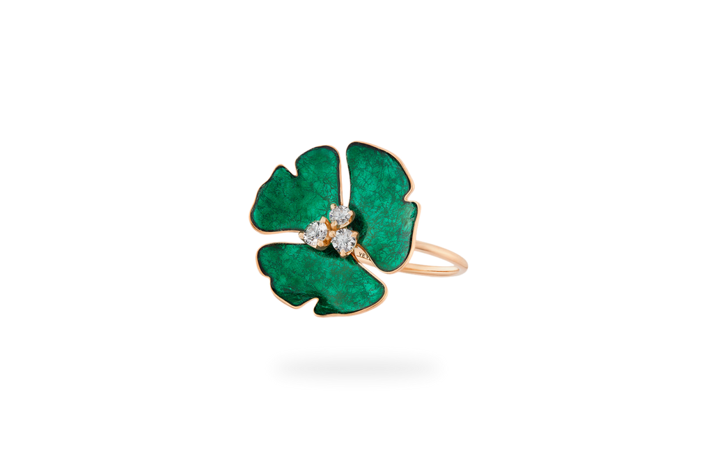 Bague Ginkgo Ardente Grand Modèle - Vert Emeraude