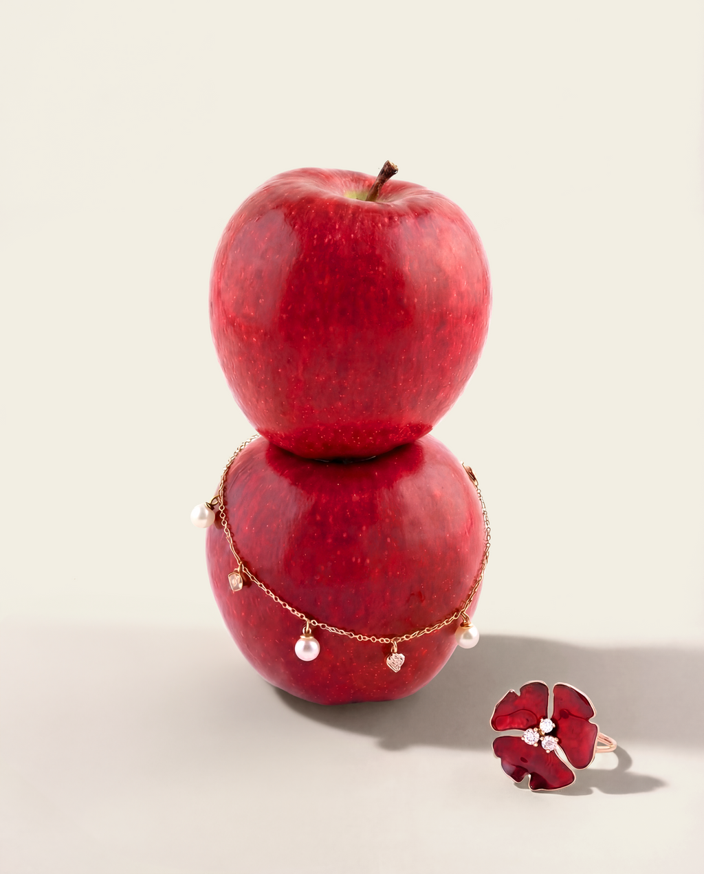 Large Ginkgo Fiery Ring - Red