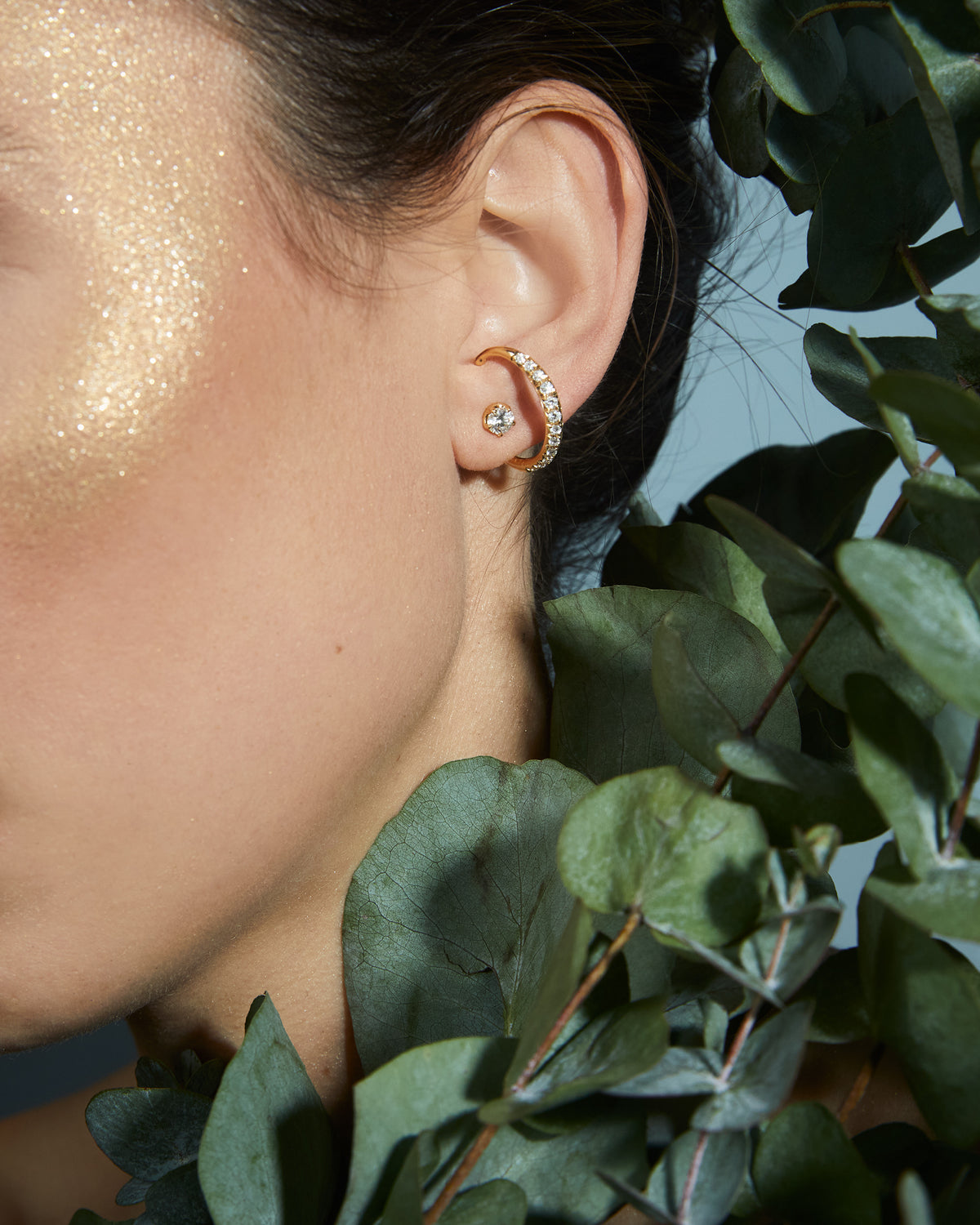 Single Open Elixir Pavé Earring - Yellow Gold