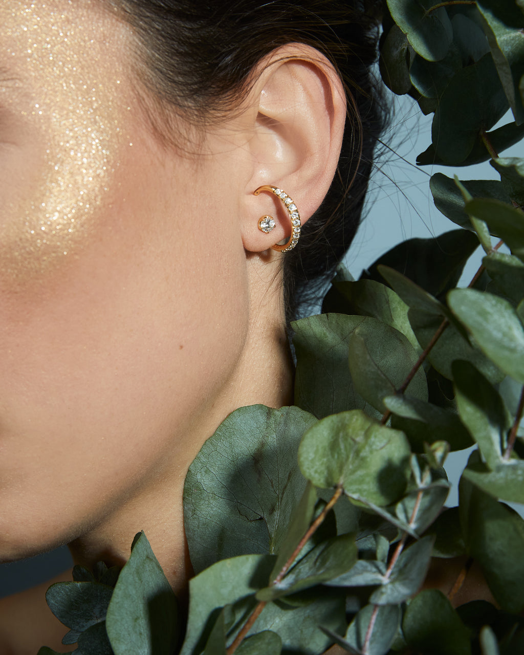 Elixir Pavé Open Single Earring - Rose Gold