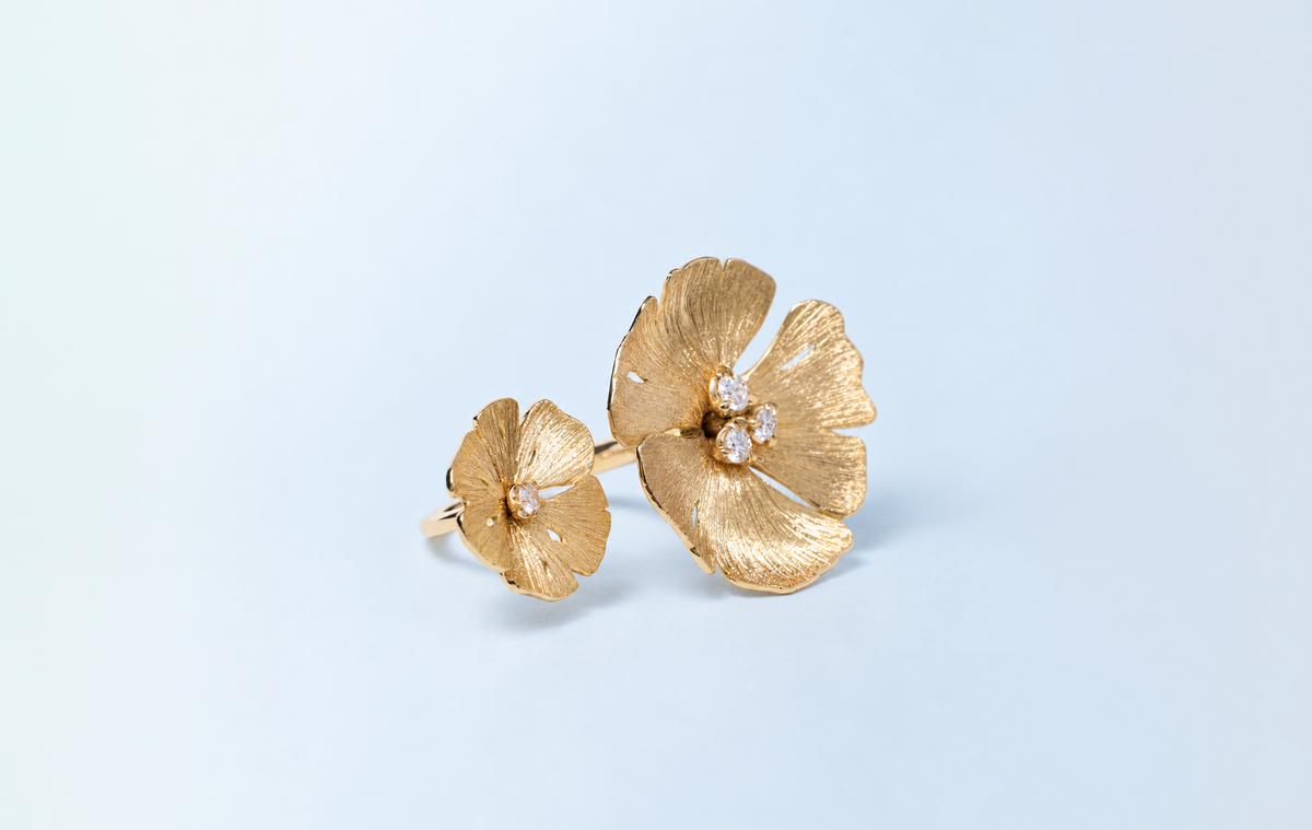 Bague Ginkgo 2 fleurs